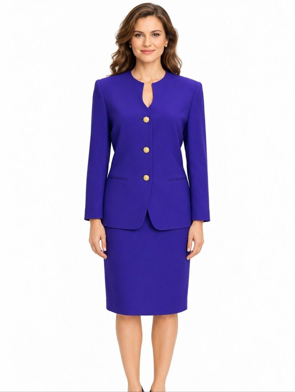 EUC Vintage 100% wool Kasper women's stunning 2 pcs blazer jacket pencil skirt